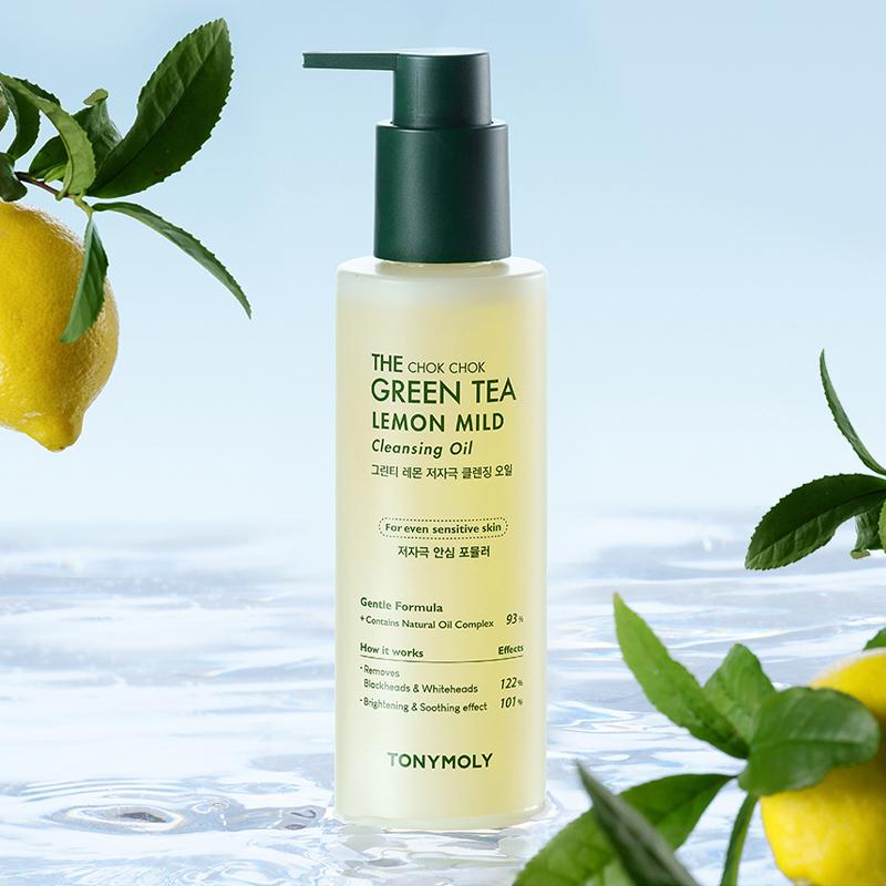 TONYMOLY The Chok Chok Green Tea Lemon Mild Cleansing Oil 200ml - peaux sensibles